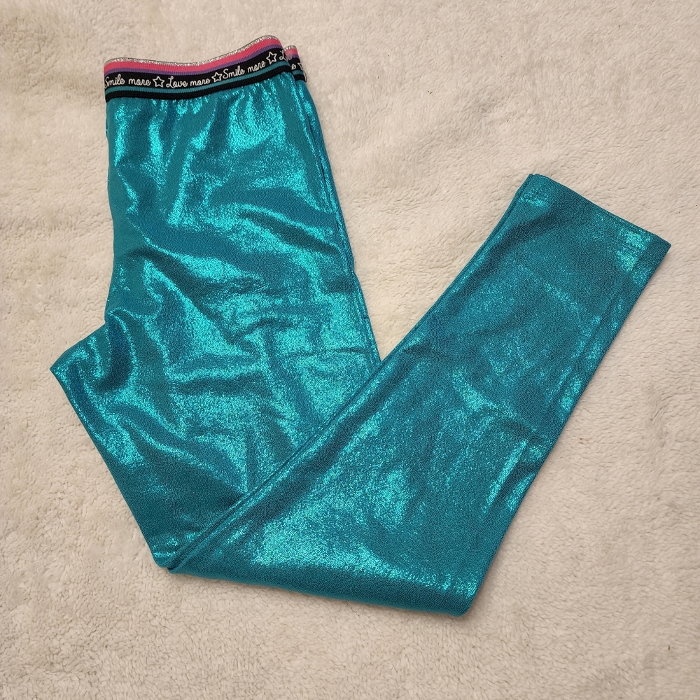 NWT Girl's 365 KIDS by GARANIMALS Love More, Smile More Shimmery Leggings Sz 10